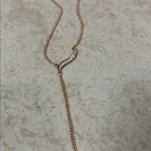 Kendra Scott Rose Gold Y-Drop Necklace with Pavé Curve